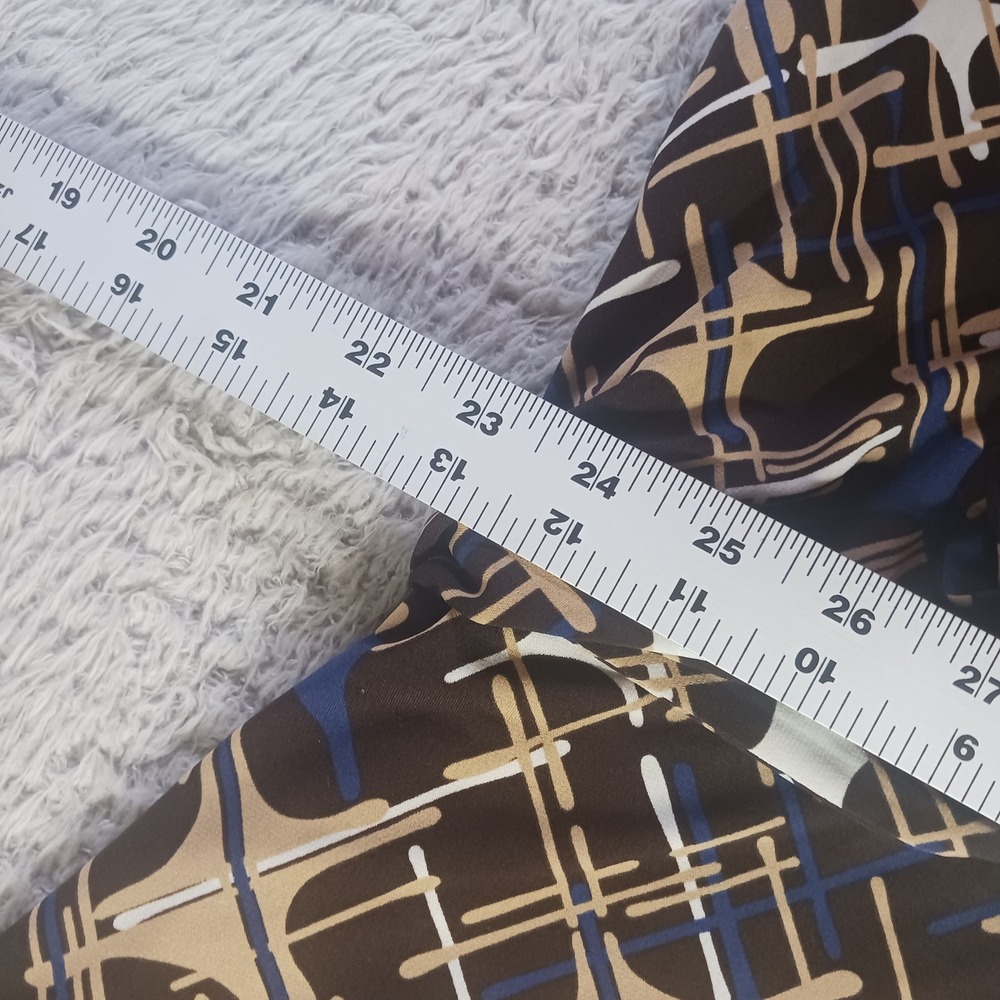 New York & Company Faux Wrap Dress Womens Large Brown Blue Geometric 3/4 Sleeve - Picture 4 of 8